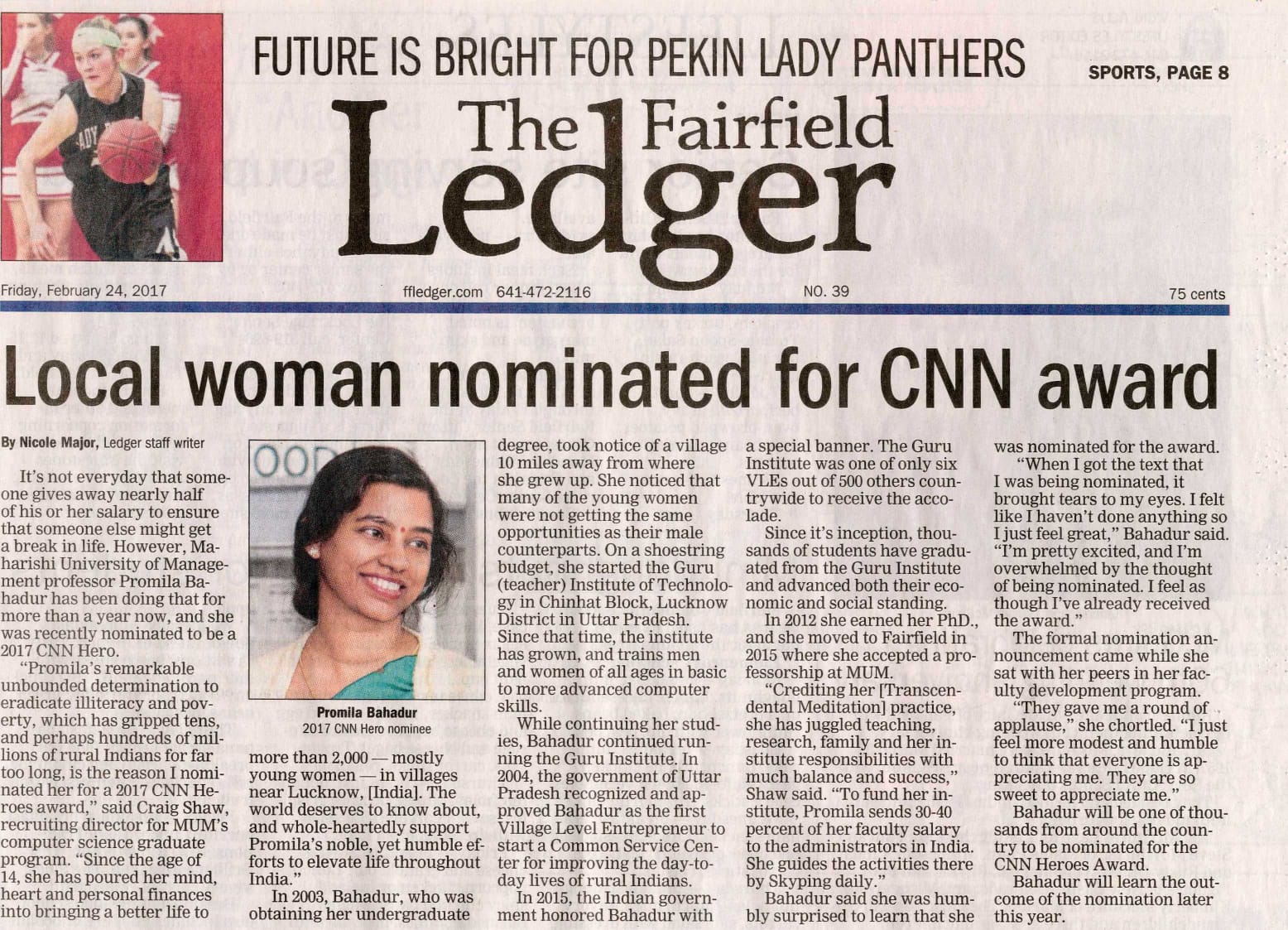 The Fairfield Ledger - Local woman nominated for CNN award